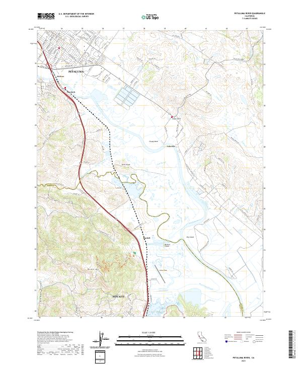 Petaluma River, CA — USGS 7.5-minute topo (2021)