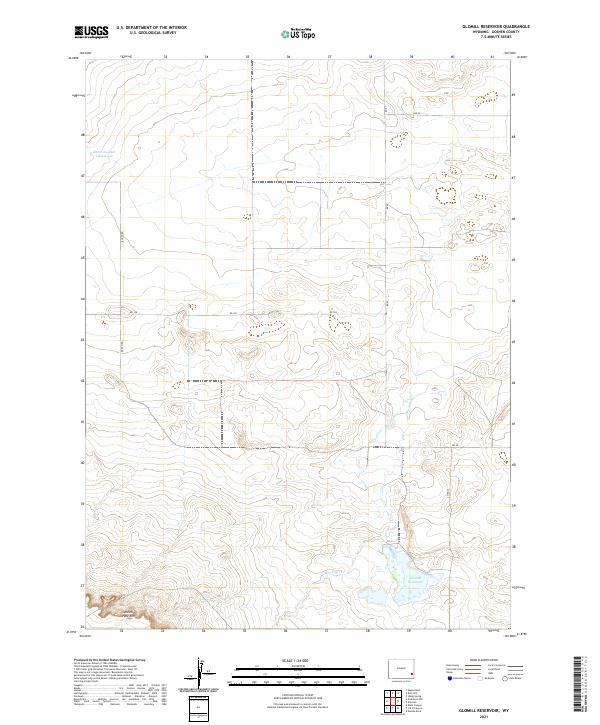 Glomill Reservoir, WY — USGS 7.5-minute topo (2021)