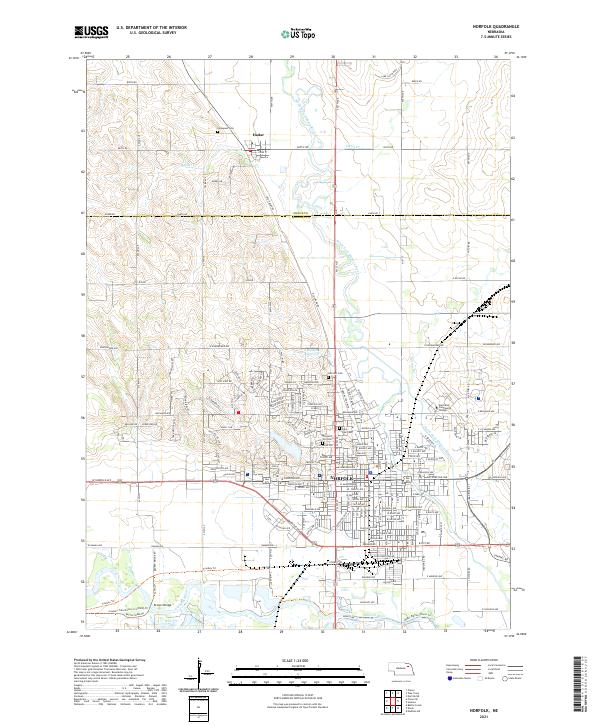 Norfolk, NE — USGS 7.5-minute topo (2021)