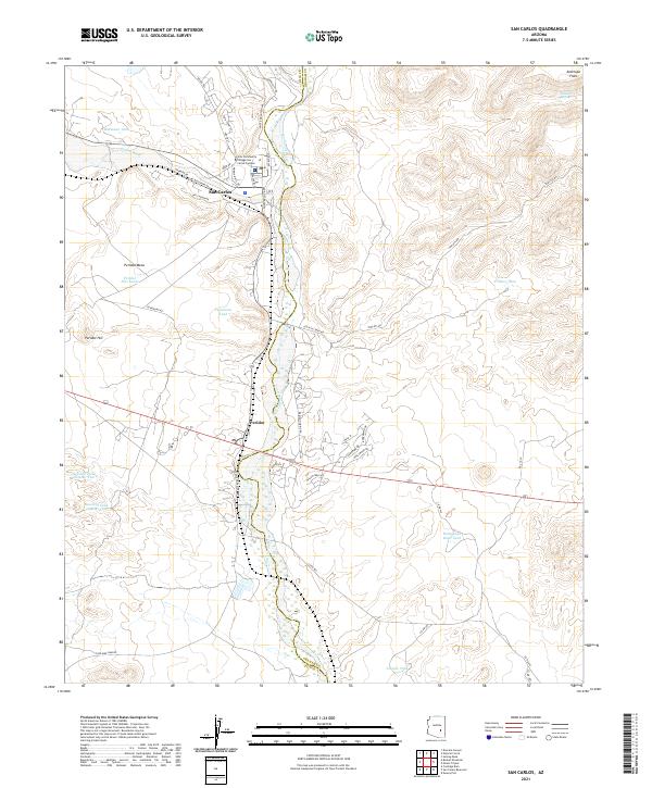 San Carlos, AZ — USGS 7.5-minute topo (2021)