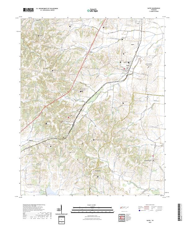 Gates, TN — USGS 7.5-minute topo (2022)