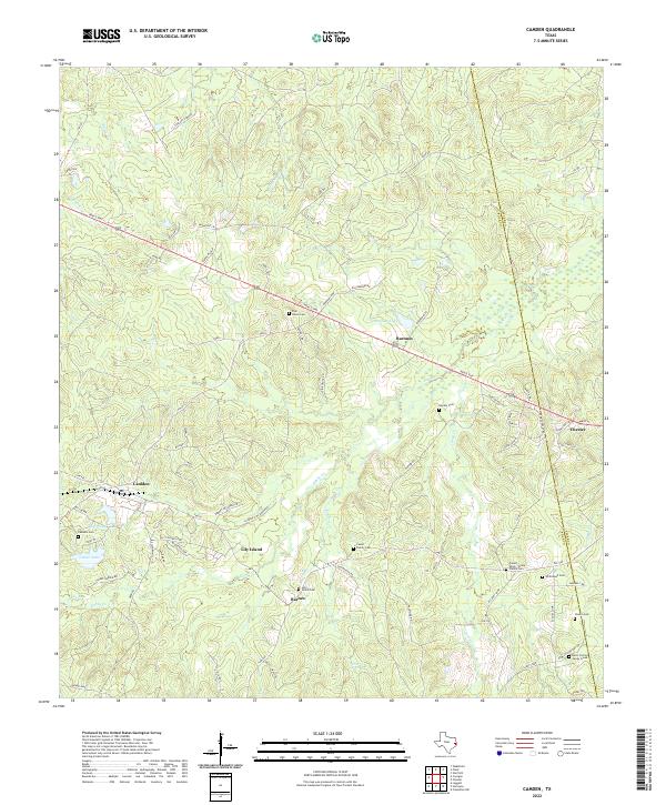 Camden, TX — USGS 7.5-minute topo (2022)