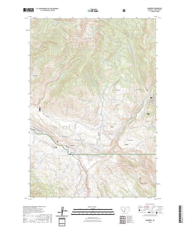 Gardiner, MT — USGS 7.5-minute topo (2024)