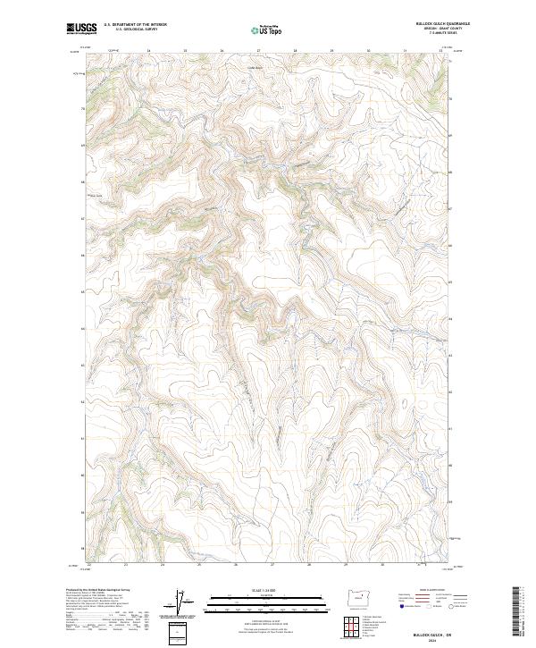 Bullock Gulch, OR — USGS 7.5-minute topo (2024)
