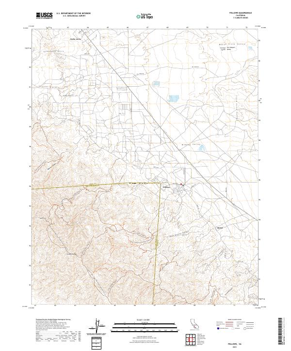 Fellows, CA — USGS 7.5-minute topo (2021)