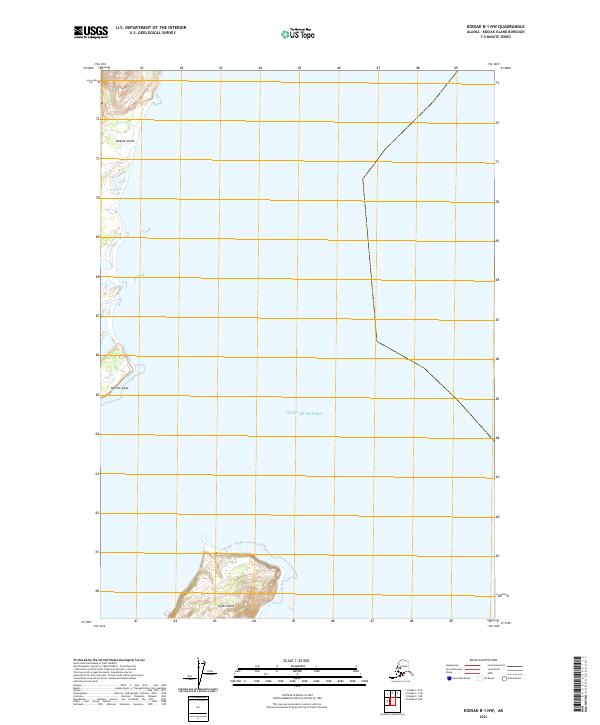 Kodiak B-1 NW, AK — USGS 7.5-minute topo (2021)