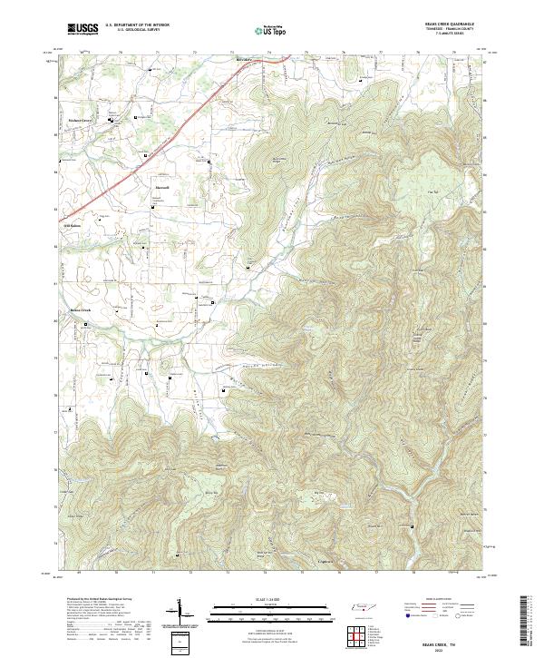 Beans Creek, TN — USGS 7.5-minute topo (2022)