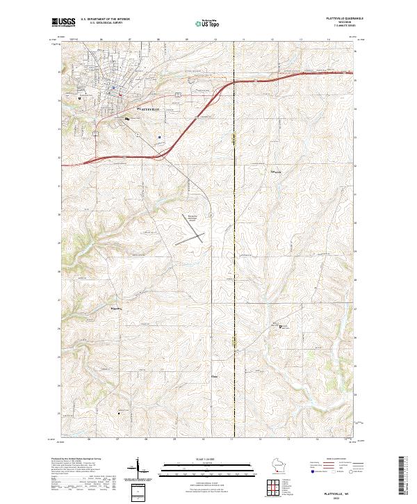 Platteville, WI — USGS 7.5-minute topo (2022)