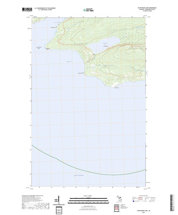 Feldtmann Lake, MI — USGS 7.5-minute topo (2023)