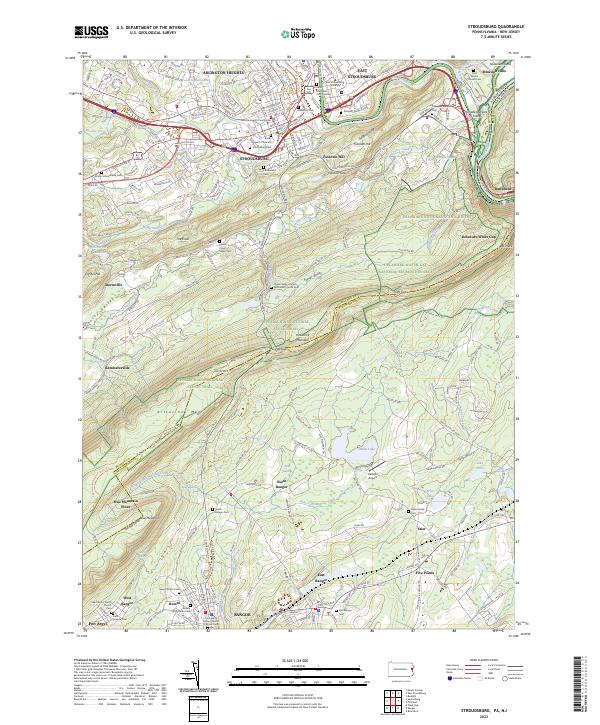 Stroudsburg, PA-NJ — USGS 7.5-minute topo (2023)
