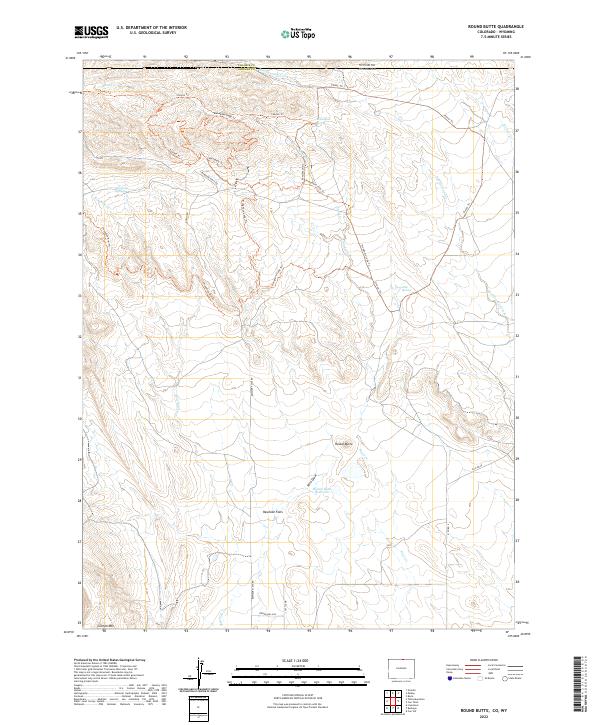 Round Butte, CO-WY — USGS 7.5-minute topo (2022)