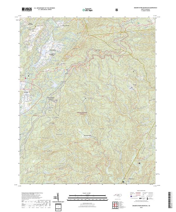 Grandfather Mountain, NC — USGS 7.5-minute topo (2022)