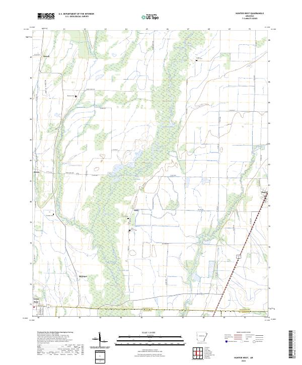 Hunter West, AR — USGS 7.5-minute topo (2024)