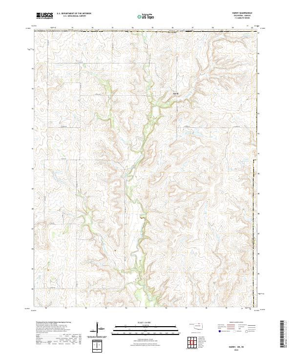 Hardy, OK-KS — USGS 7.5-minute topo (2022)