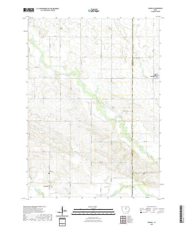 Hansell, IA — USGS 7.5-minute topo (2022)