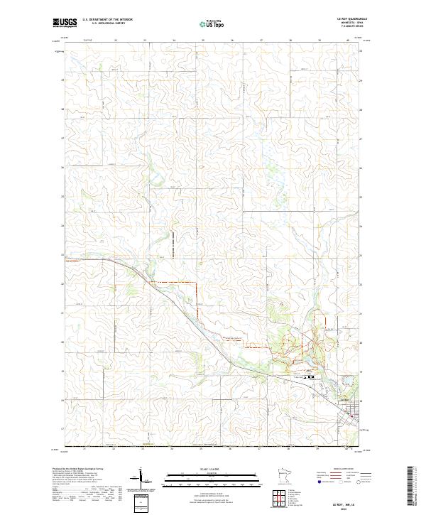 Le Roy, MN-IA — USGS 7.5-minute topo (2022)