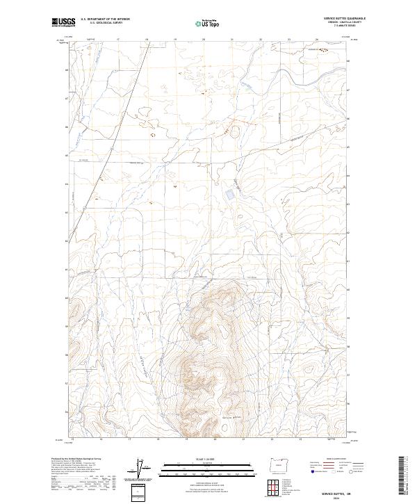 Service Buttes, OR — USGS 7.5-minute topo (2024)