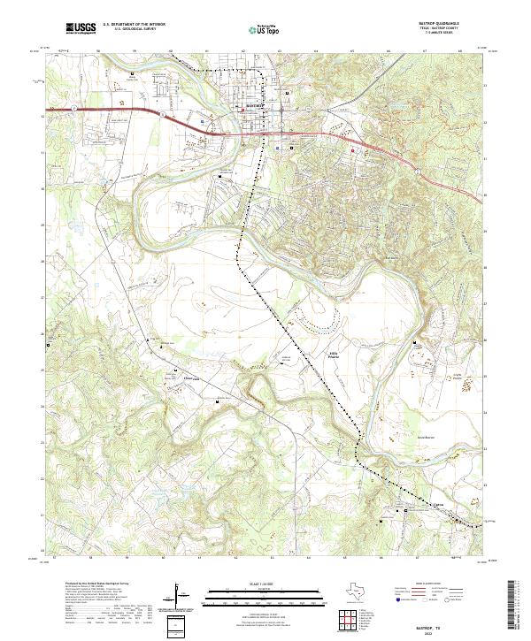 Bastrop, TX — USGS 7.5-minute topo (2022)