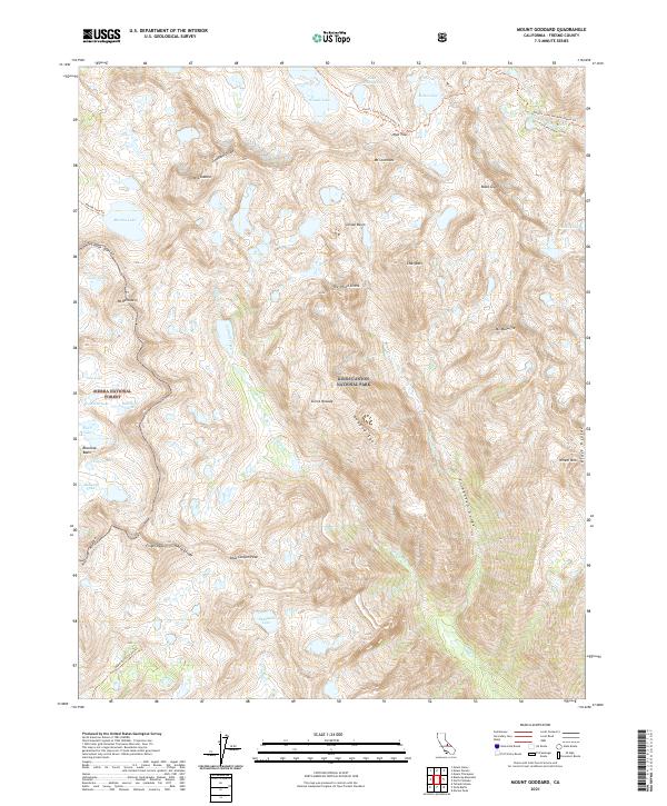 Mount Goddard, CA — USGS 7.5-minute topo (2021)