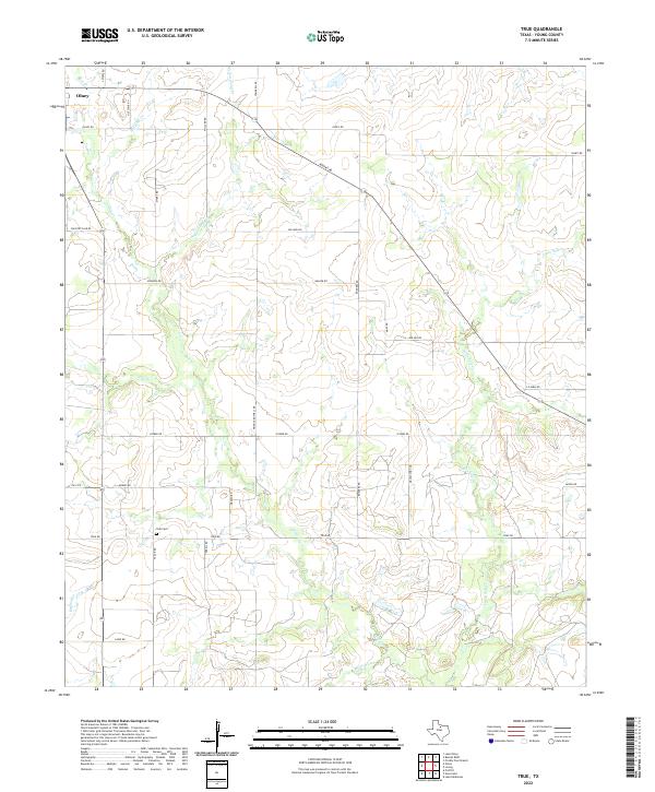 True, TX — USGS 7.5-minute topo (2022)