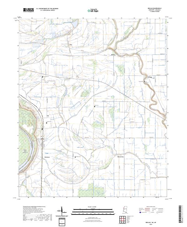 Beulah, MS-AR — USGS 7.5-minute topo (2024)