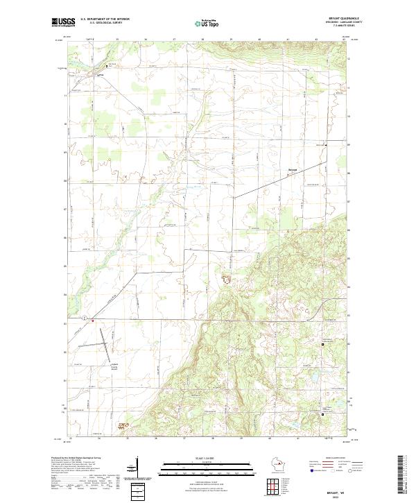Bryant, WI — USGS 7.5-minute topo (2022)