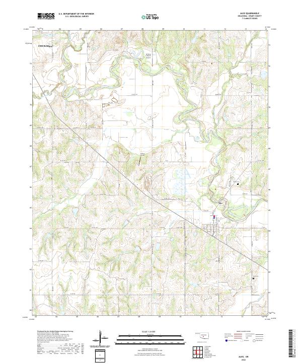 Alex, OK — USGS 7.5-minute topo (2022)