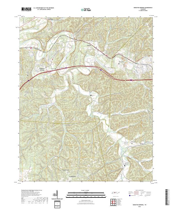 Kingston Springs, TN — USGS 7.5-minute topo (2022)