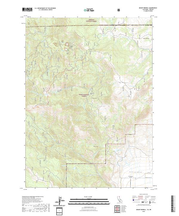 Mount Bidwell, CA-OR — USGS 7.5-minute topo (2022)