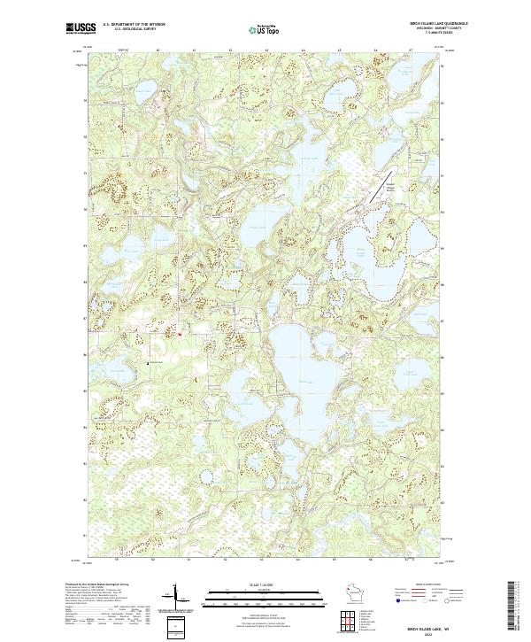 Birch Island Lake, WI — USGS 7.5-minute topo (2022)