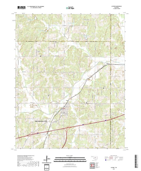 Luther, OK — USGS 7.5-minute topo (2022)