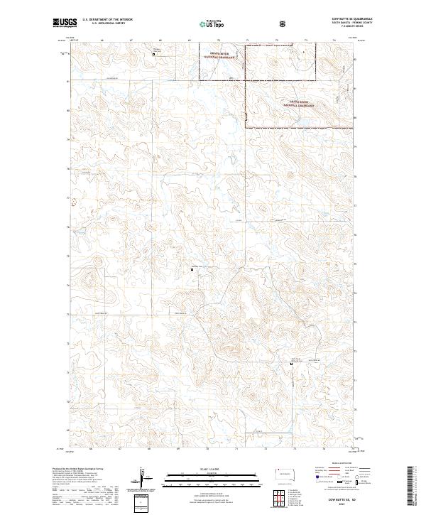 Cow Butte SE, SD — USGS 7.5-minute topo (2021)