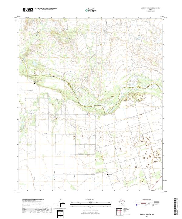 Warrior Hollow, TX — USGS 7.5-minute topo (2022)