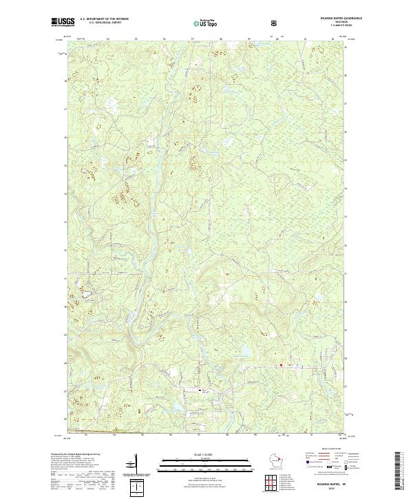 Roaring Rapids, WI — USGS 7.5-minute topo (2022)