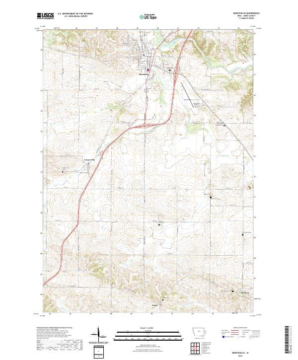 Monticello, IA — USGS 7.5-minute topo (2022)