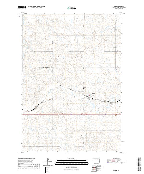 Draper, SD — USGS 7.5-minute topo (2021)