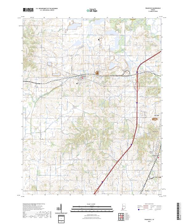 Francisco, IN — USGS 7.5-minute topo (2022)