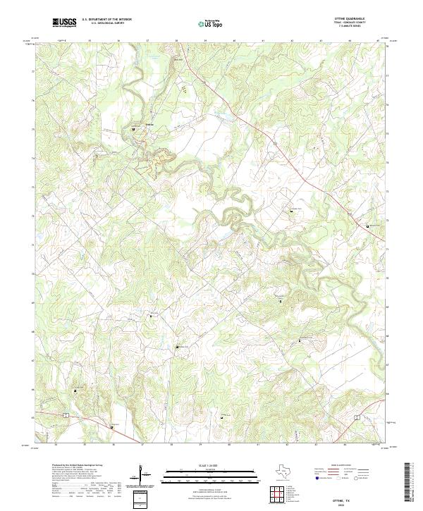 Ottine, TX — USGS 7.5-minute topo (2022)