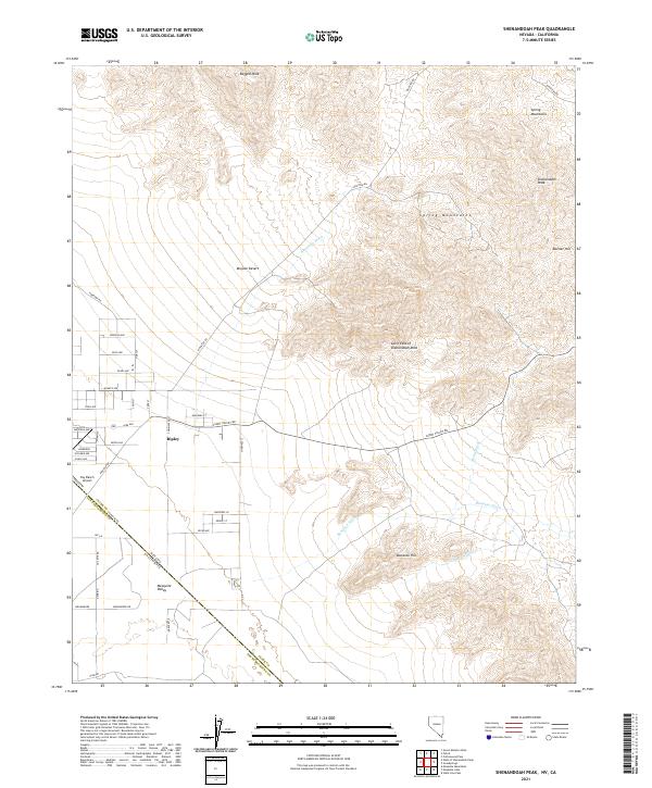 Shenandoah Peak, NV-CA — USGS 7.5-minute topo (2021)