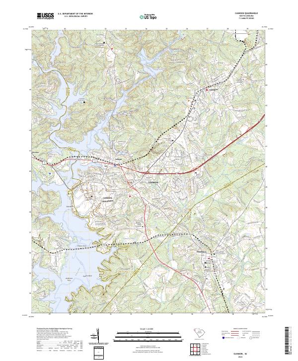 Clemson, SC — USGS 7.5-minute topo (2024)