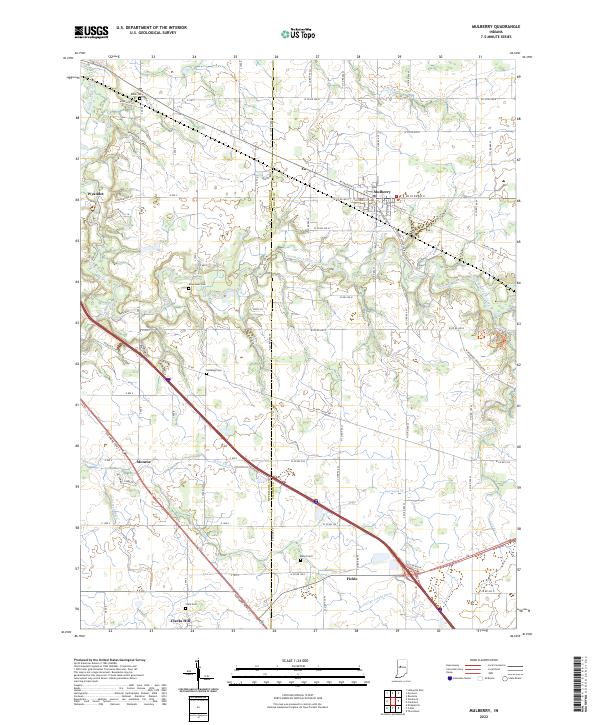 Mulberry, IN — USGS 7.5-minute topo (2022)