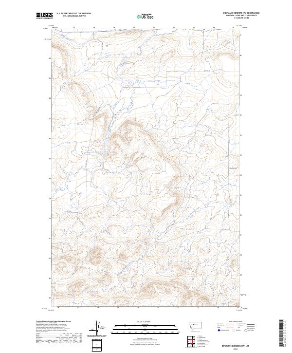Bowmans Corners NW, MT — USGS 7.5-minute topo (2024)