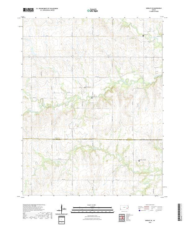 Gridley SE, KS — USGS 7.5-minute topo (2022)