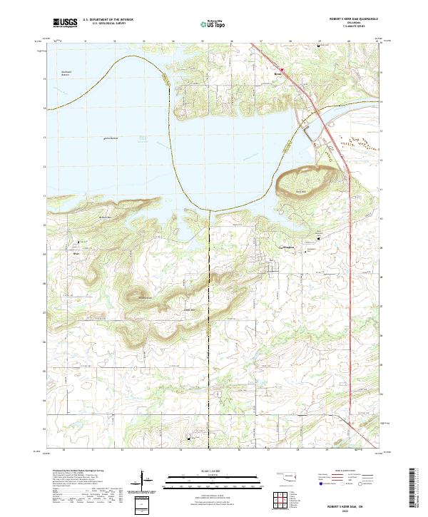 Robert S Kerr Dam, OK — USGS 7.5-minute topo (2022)