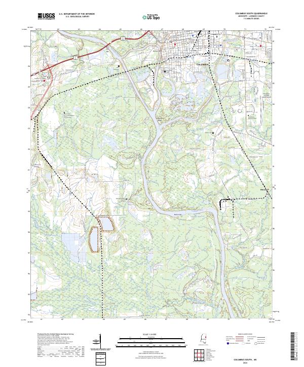 Columbus South, MS — USGS 7.5-minute topo (2024)