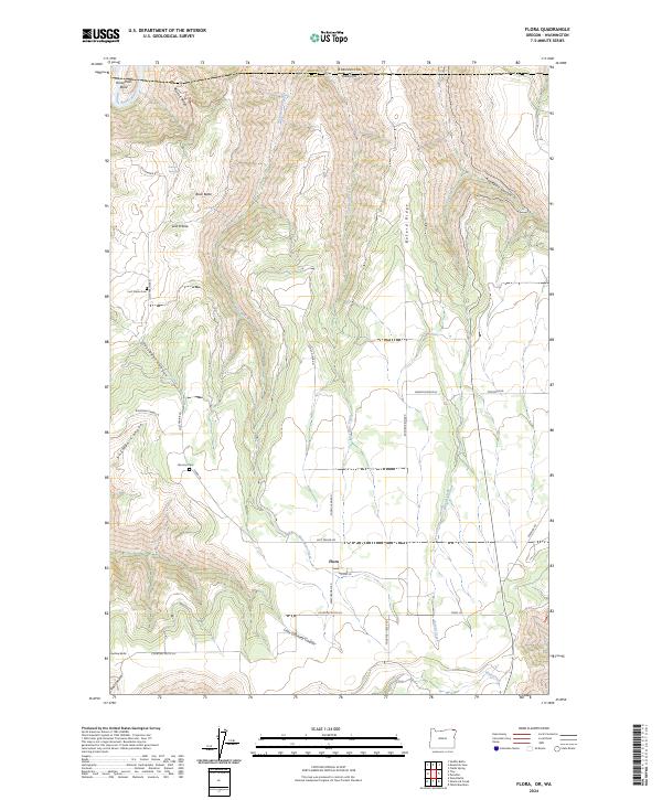 Flora, OR-WA — USGS 7.5-minute topo (2024)