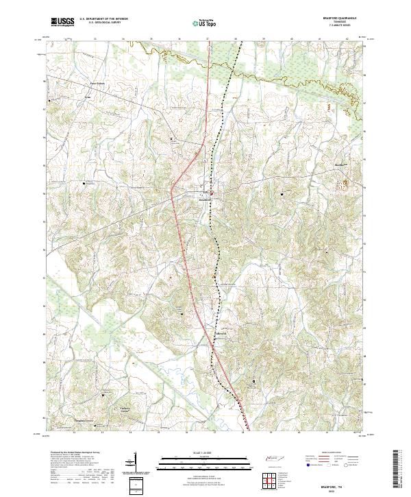 Bradford, TN — USGS 7.5-minute topo (2022)