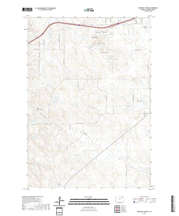 Four Bar J Ranch, WY — USGS 7.5-minute topo (2021)