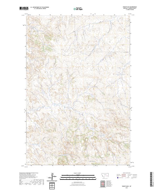 Crain Place, MT — USGS 7.5-minute topo (2024)
