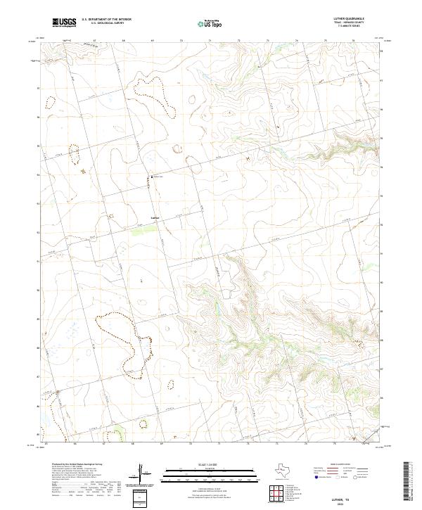 Luther, TX — USGS 7.5-minute topo (2022)
